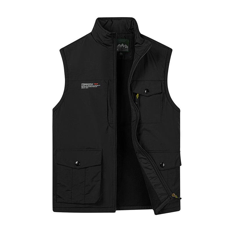 Male Autumn and Winter Middle-aged Outdoor Casual Velvet Warm Vest Worn on Both Sides