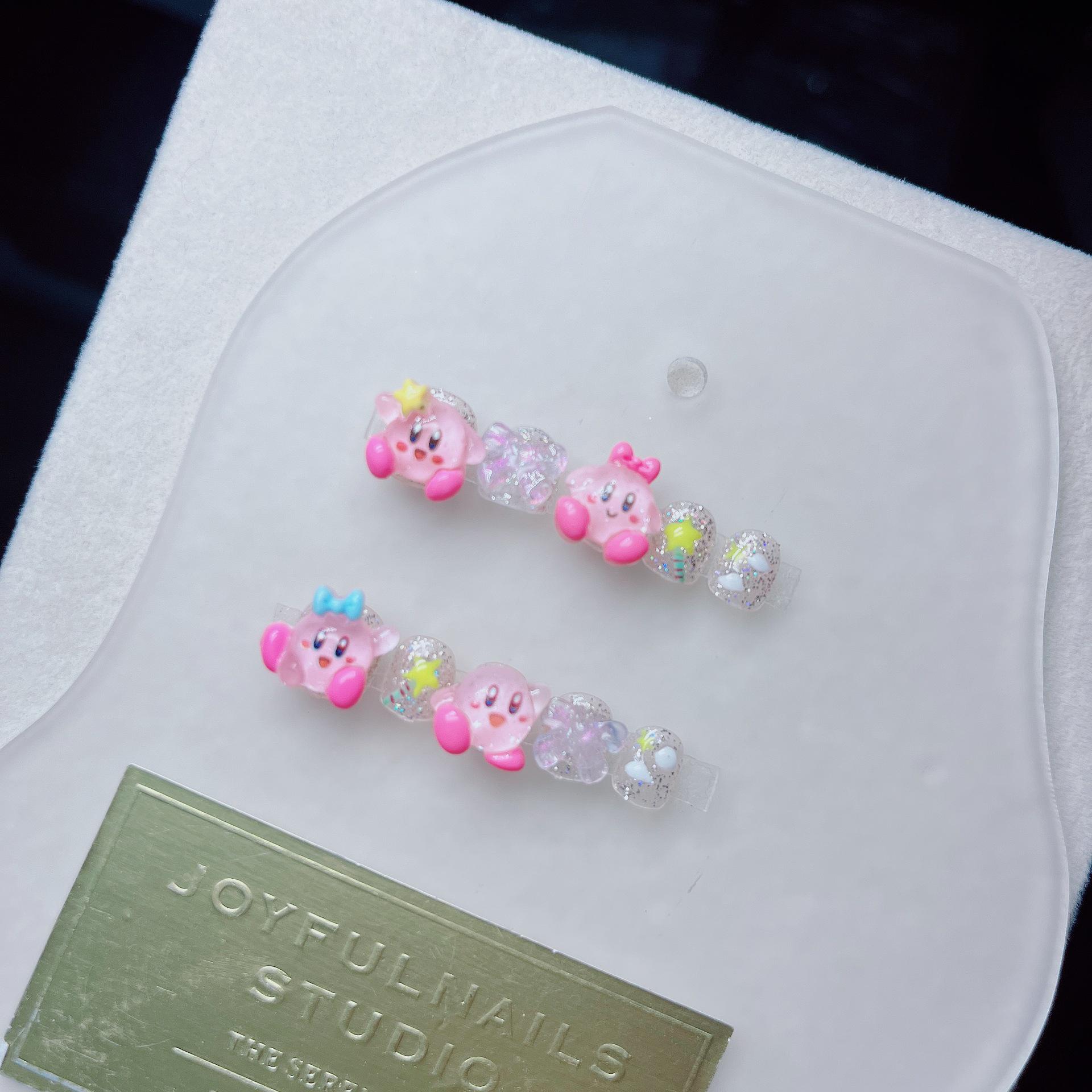 Kirby Cute Cartoon Nail Art Stickers for Kids - Ice-Clear Press-On Nails Kirby 76