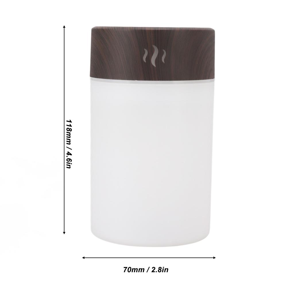 Mini Humidifier 260ml 5V USB Charge Colorful LED Night Light Wood Grain Desk Humidifier for Bedroom Office Car Dark Wood Grain