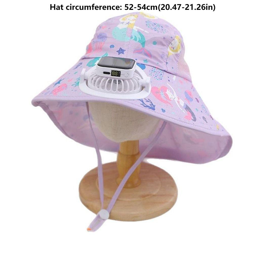 USB Charging Children Solar Fan Hat Anti-UV Sun Hat New Bucket Hat  Summer