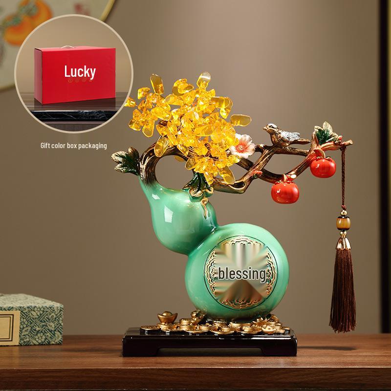 Persimmon Wealth-Attracting Gourd Ornament for Living Room, TV or Wine Cabinet
