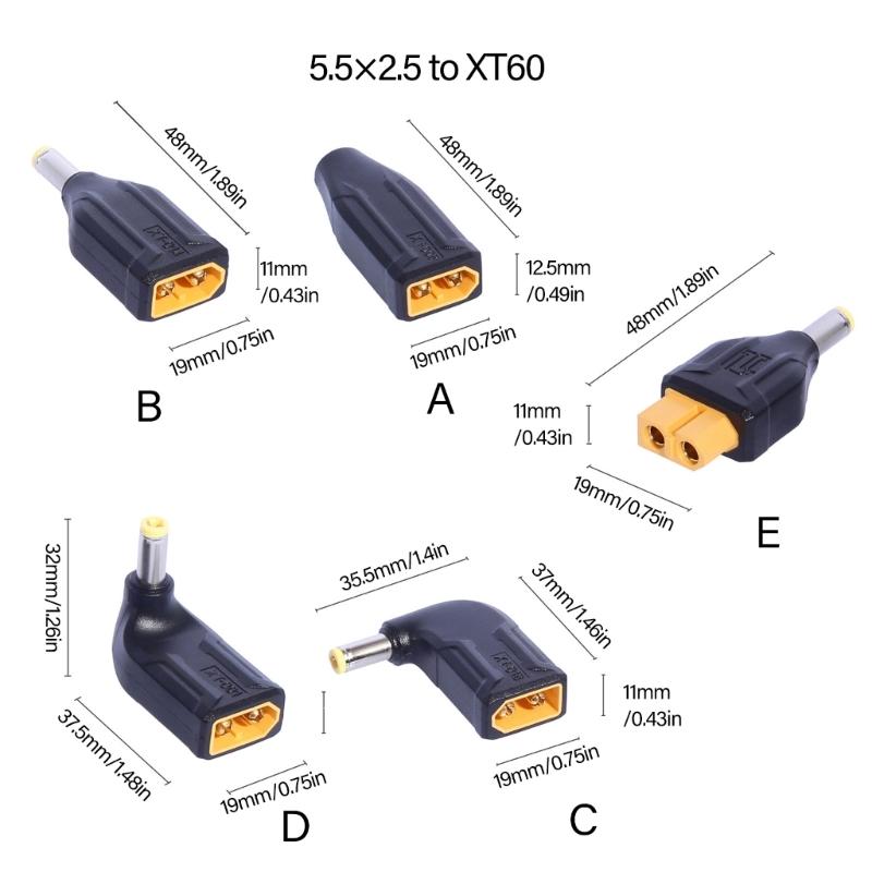 Lightweight XT60 to 5525 Male/Female Charging Adapter Model Aircraft Energy Storage Mobile Power Converter Connector