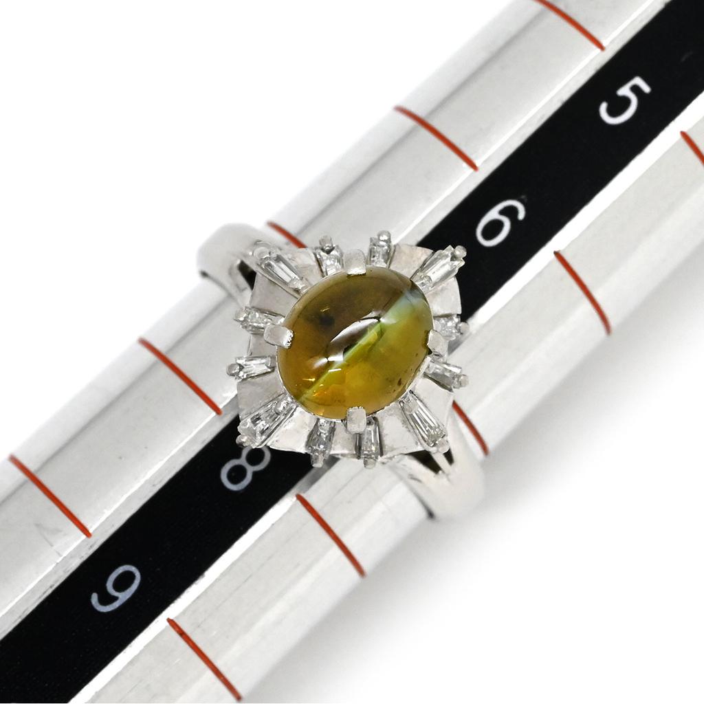 NON BRAND Cat's Eye 2.1ct Diamond RingRing ring Pt900/Chrysobell Cat's Eye #7(JP Size) Array