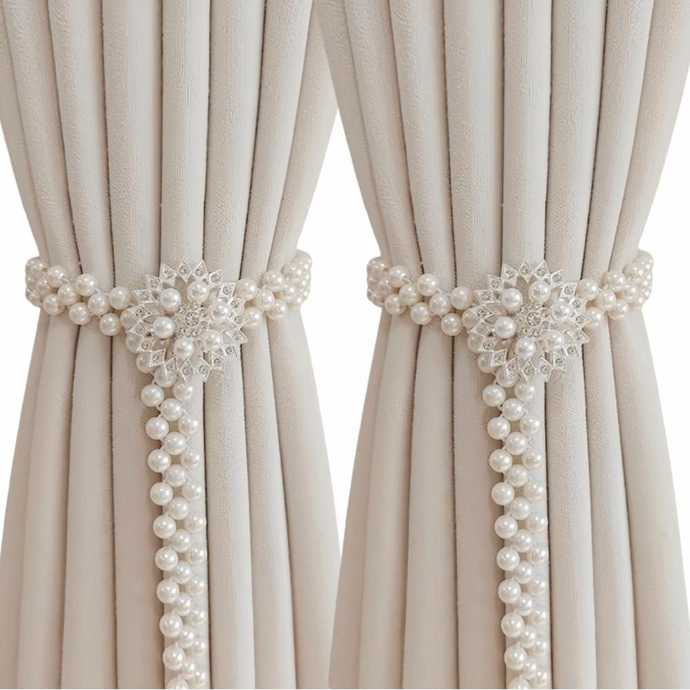 Creative Imitation Pearl Curtain Ties Butterfly Clips Window Curtain Tie Belts Shower Curtains