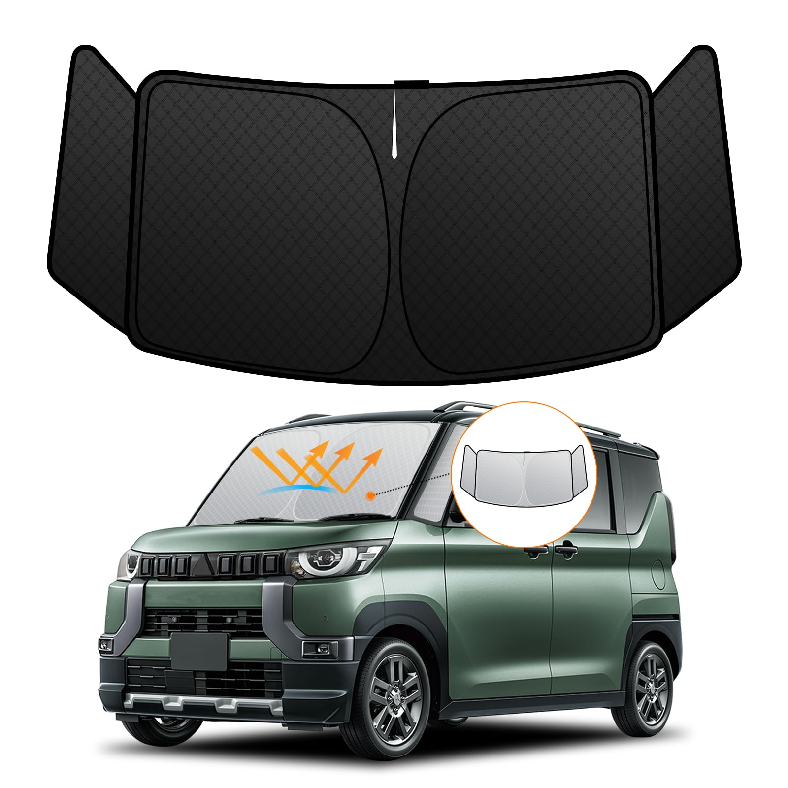 

Mitsubishi Delica Mini B3 Series Windshield Sunshade UV No Suction Cups Light Summer UV Easy Installation and Interior Includes Storage Bag [Enhanced