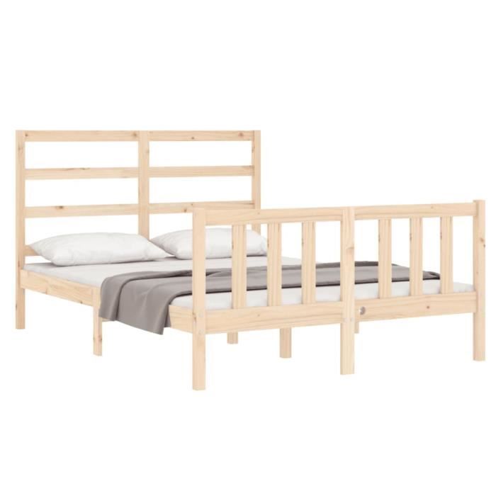 VidaXL Bed Frame with Headboard 120x200 Cm Solid Wood 3191901