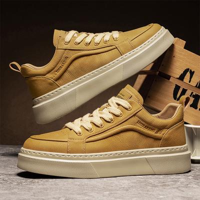 Fashion New Shoes for Men Leather Casual Shoes Trend Flat Skateboard Shoes Fashion Cool Lace-up Sneaker