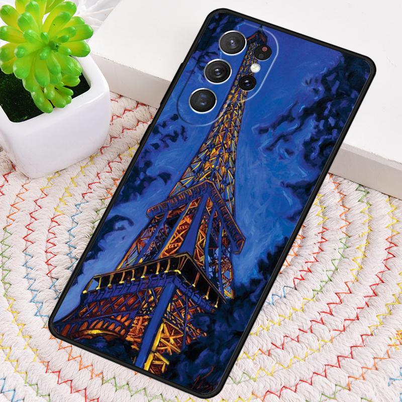 Oil Painting Paris Eiffel Tower Silicone Phone Case For Samsung Galaxy note 10 pro S26 S25 S24 S23 S22 S21 Plus Ultra Capa Cover