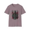 Unisex Softstyle T-Shirt Battle-Worn Knight Cracked Armor Sword Shield Graphic