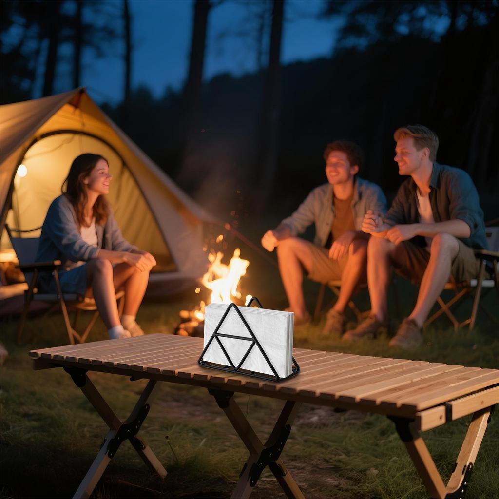 Napkin Holder Triangle Paper Towel Holder Black Metal Tissue Dispenser For Kitchen Camping Outdoor Bar Restaurant Cabinet