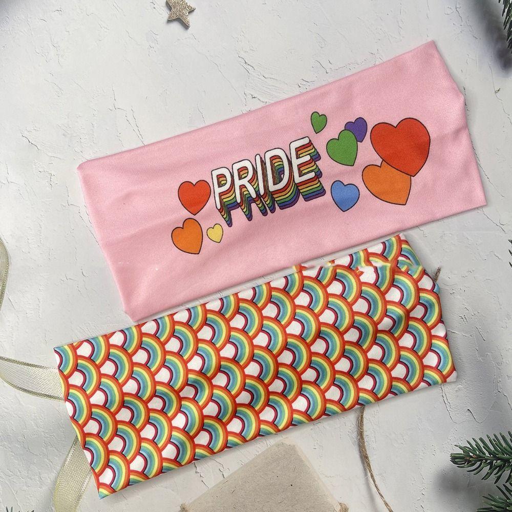 Soft Rainbow Elastic Headband Parade Sports Hairband Fashion Rainbow Headband  Party