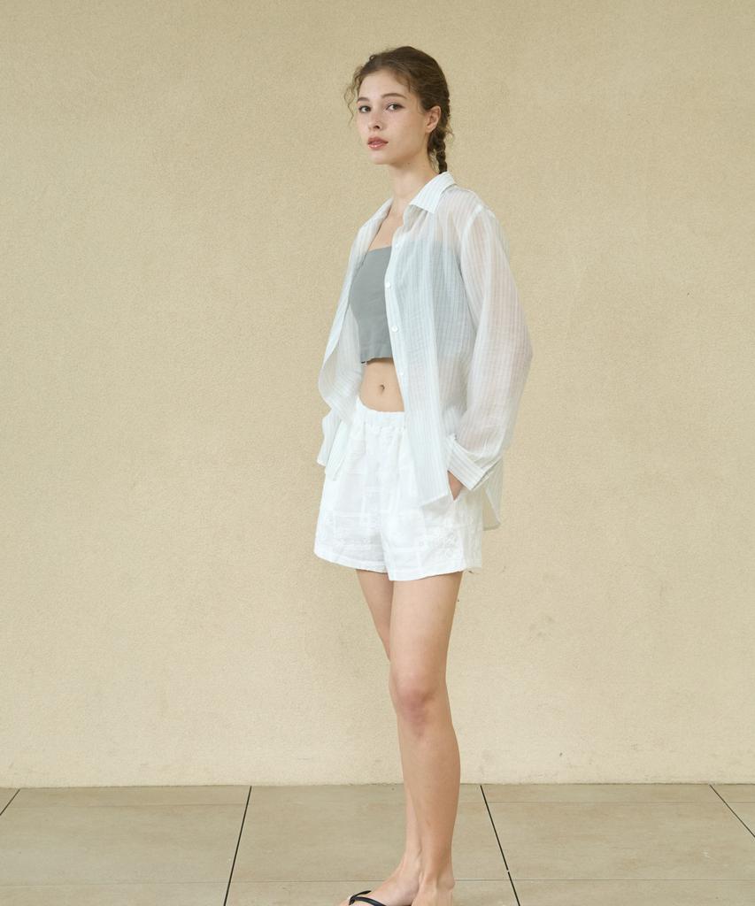 WIOE Masha Cotton Banding Shorts_White