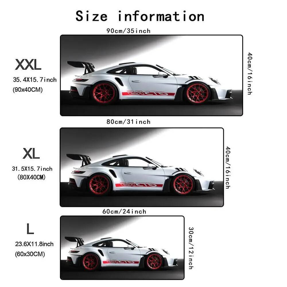 White Cool Sports Car Mouse Pad Large Gaming Anti-Slip Rubber Base Extended Desk Mat Gamer Office Computer Accessories Mousepad