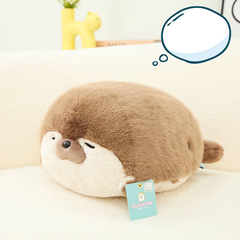 

Sea Seal Otter Plush Toy Cute Cartoon Girl Birthday Holiday Gift Throw Pillow Brown Sea Otter