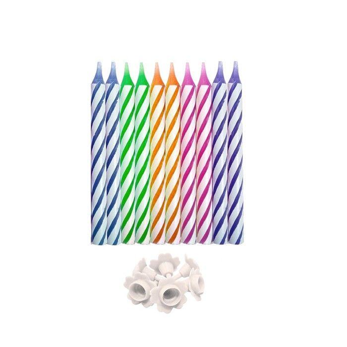 10 BOUGIES MAGIQUE BOBÈCHES ANNIVERSAIRE MULTI Multicolore
