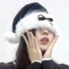 Ny Röd Julhatt Svart Damturban Jultomtehatt Cosplaytillbehör Rosettdekorerad Keps Festtillbehör