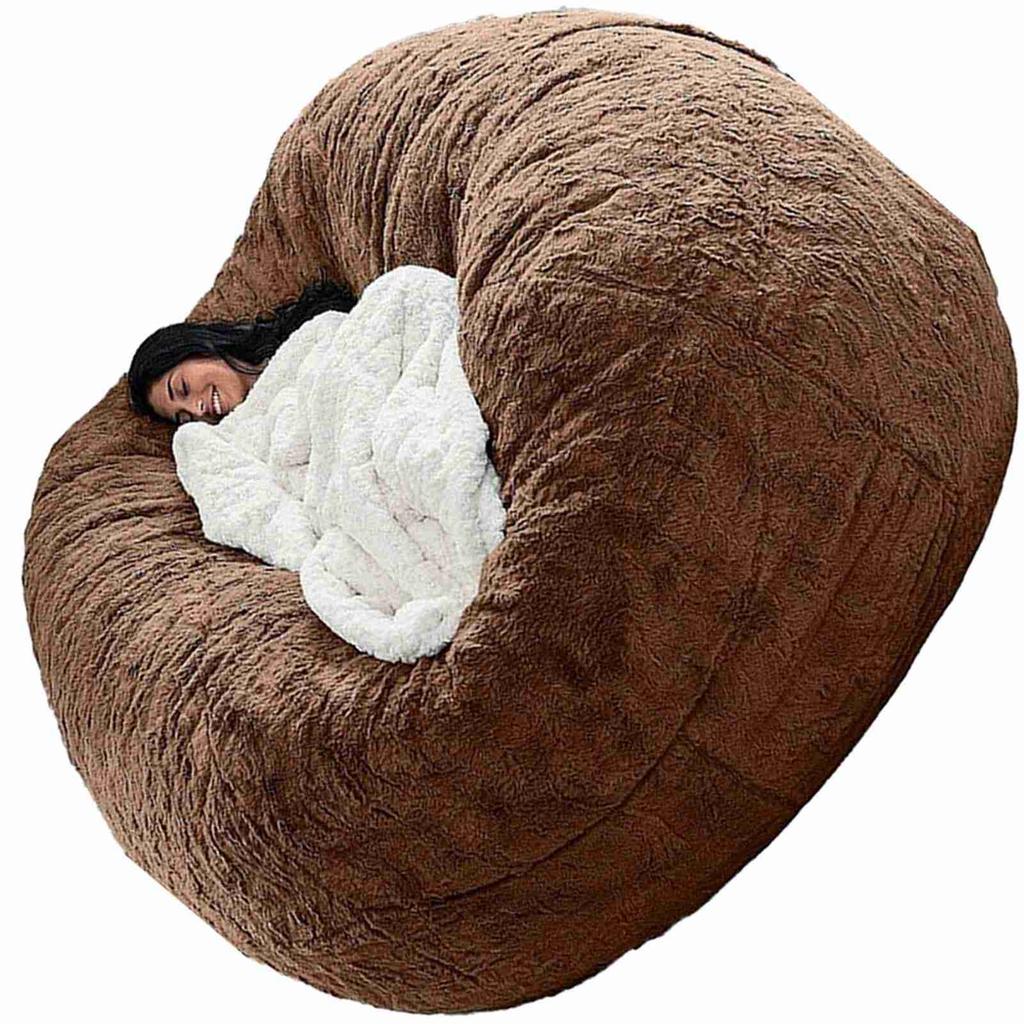 Home Sponge Bed Bean Bag Chair Cover Slipcover Double Bedroom Balcony Large Couch Round Soft Fluffy  Cover No Fillings