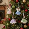 Plastic Christmas Ballet Girl Pendant Tulle Skirt Dance Theme Ballet Dancer Ornament with Shining Wings Hanging