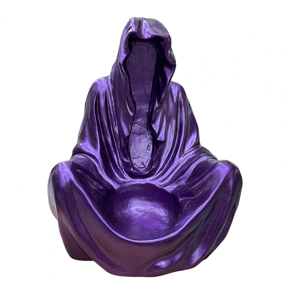 Dark Fantasy Decor Ball Stand Grim Reaper Statue Robe Sculpture for Halloween Home Decor Mysterious Figurine for Bookshelf