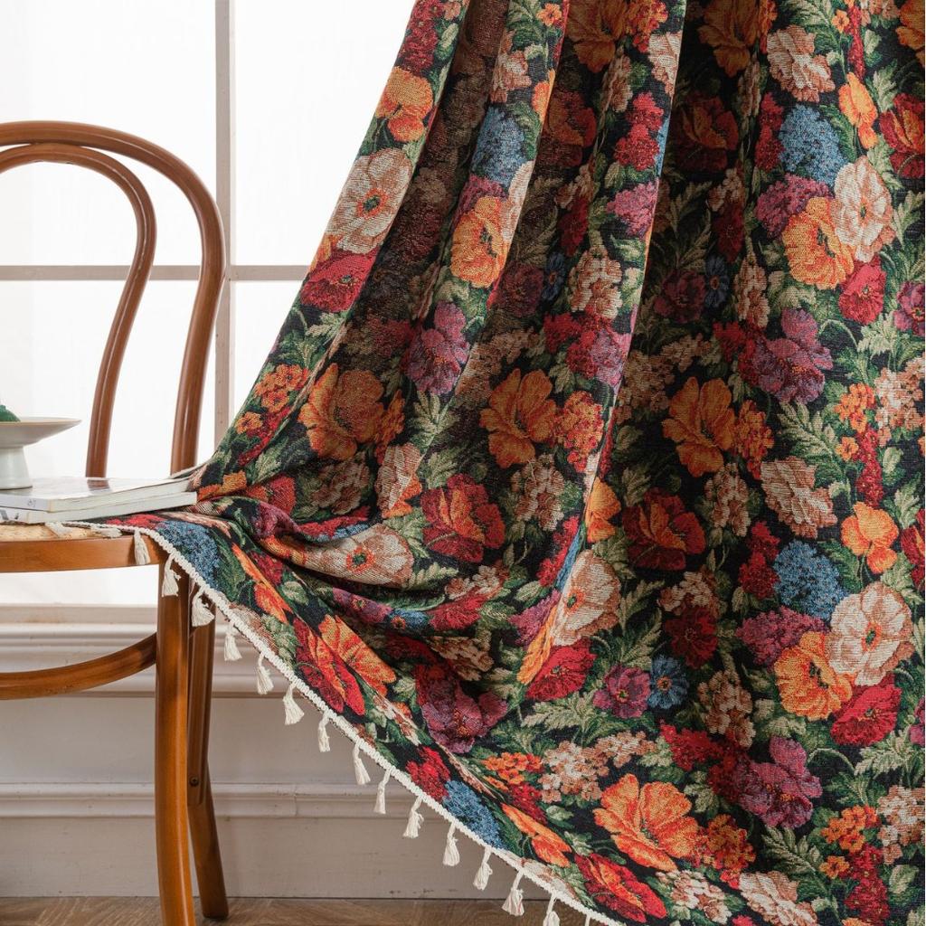 Gardin Jacquard Geometrisk Kontrastfarge Jacquardgardin Ferdig Kjøkkengardin Erker Vindu Semimørkleggende