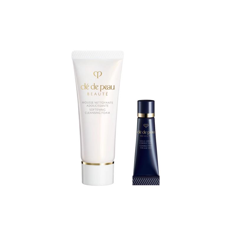 Clé De Peau Beauté (Cpb) Correcting Cream Veil And Cleansing Foam Sample Set Softening Foam 20ml+Correcting Cream Veil 3ml