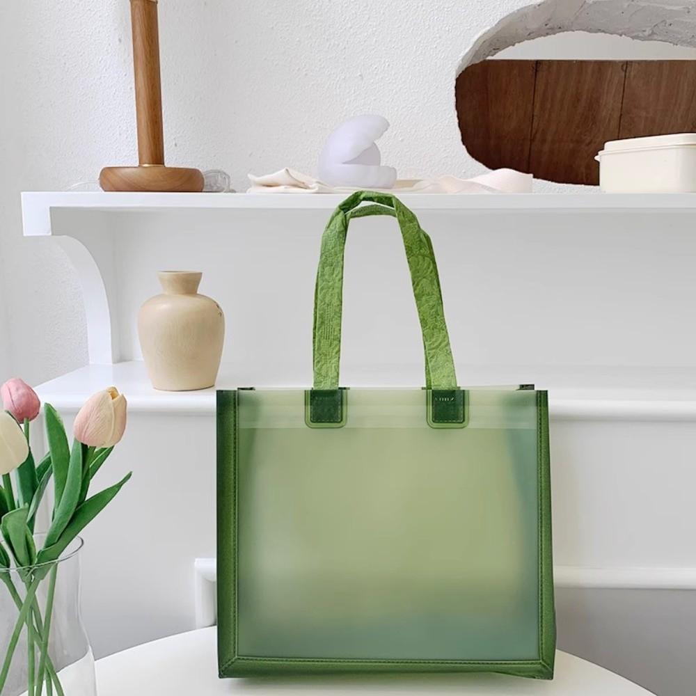 Waterproof Transparent Handbags Thick Reusable Bags Apparel Stores зелёный