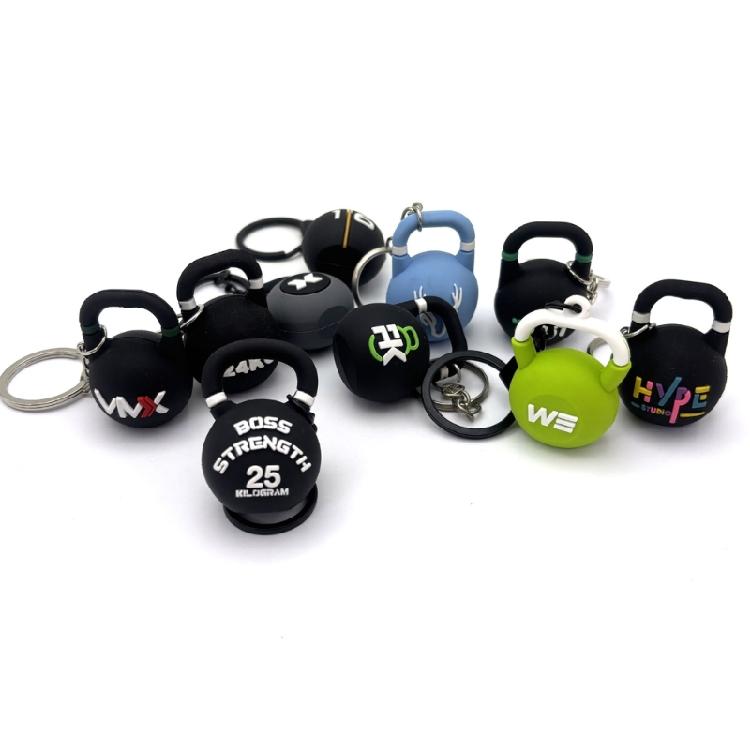 Fashionable Mini Kettlebell Keychain Sturdy Rubber Backpack Charm Lightweight Key Holder For Outdoor Use