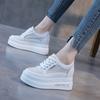 2025 autumn soft leather new inner height increase little white shoes versatile breathable mesh lace-up loose concession shoes slope heel low-top shoe
