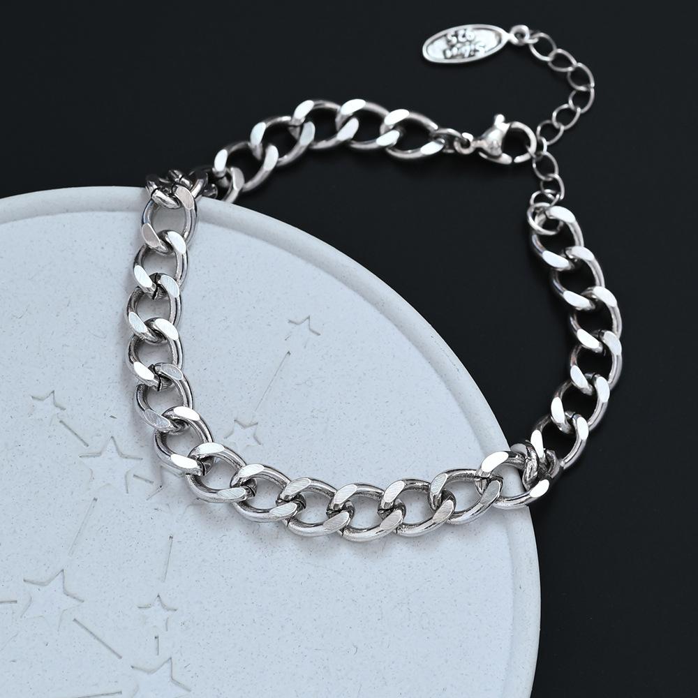 PANJBJ 925 Sterling Silver Chain Bracelet For Women Classic Retro Punk Hip Hop Line Minimalist Jewelry Gift Dropshipping
