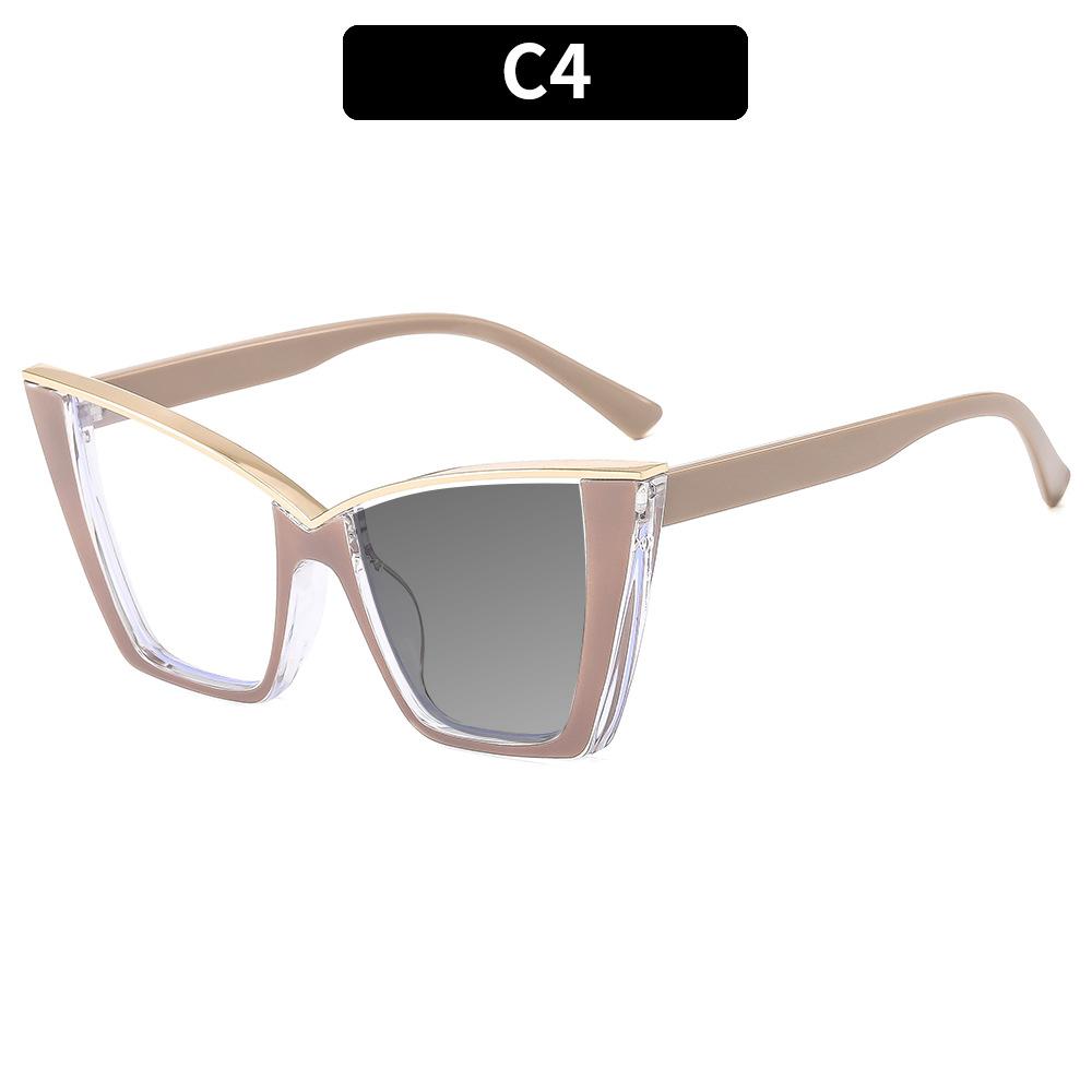 Fashion Design Rainbow Cat Eye Frame Photochromism Reading Glasses Women Anti Blue Light Hyperopia Prescription Eyewear 0~+600