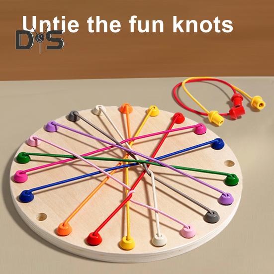 1 Set Kids Rope Untangling Game Twisted Rope Knots Challenge Board Game Logic Thinking Interactive Educational Elastic Rope Unhitching Toy