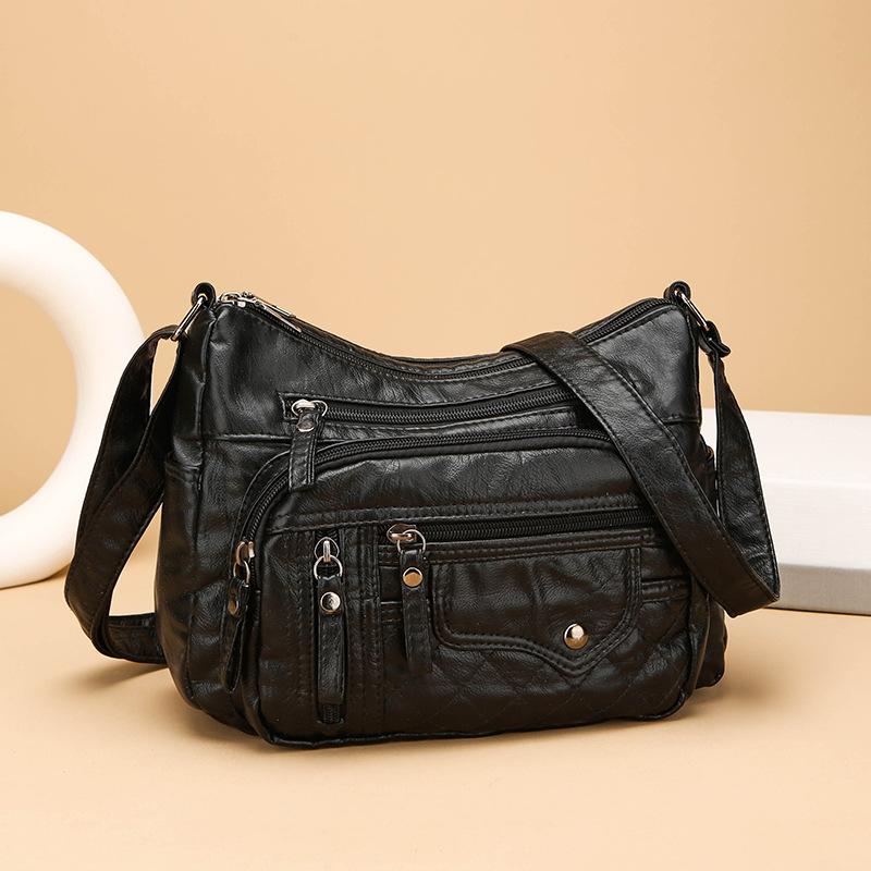 Modna Czterosezonowa Miękka Skóra Wielokomorowa Wielokieszeniowa Wysokiej klasy Wielowarstwowa Torba Jednoramienna Crossbody