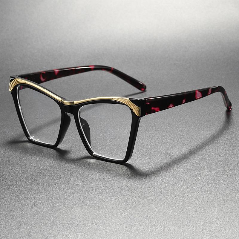 European and American leopard print box candy color plate flat mirror personalized men and women high sense fashion myopia glasses