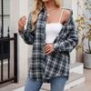 Camicia da donna con bottoni, ampia, a maniche lunghe, leggera, in flanella a quadri, giacca oversize, abbigliamento da donna alla moda 2024