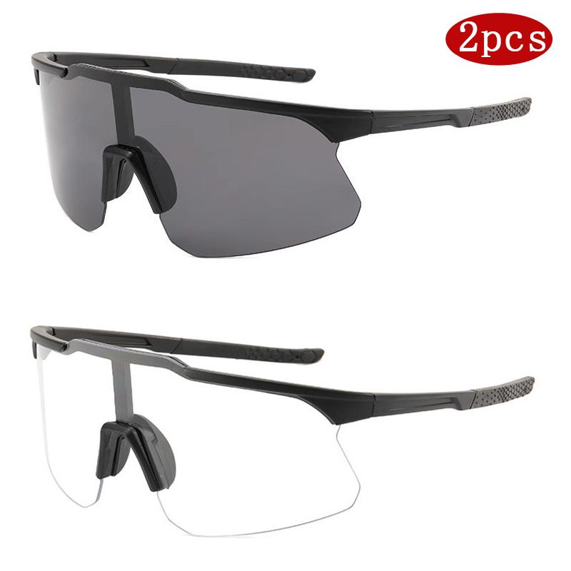 

2pcs Mirror Lens Cycling Bike Sunglasses New Sports Sunglasses Outdoor Running Windproof Mountaineering Sunglasses Female UV400