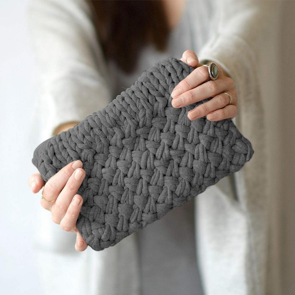 3pcs Solid Color Cloth Strips Thick Cloth Yarn Soft Colored Yarn for Hand DIY Bag Blanket Cushion Crocheting and Knitting Projects