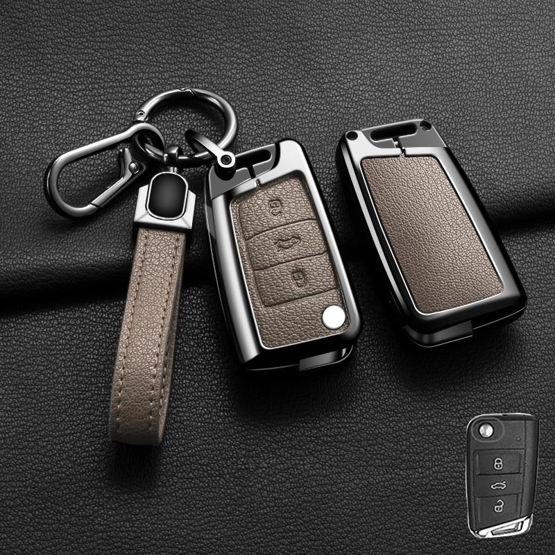 Zinc Alloy Leather Car Key Case For Volkswagen Tiguan Golf 7 Mk7 Mk2 For Seat Ateca Leon Fr 2 Ibizas Koda Octavia Kodiaq