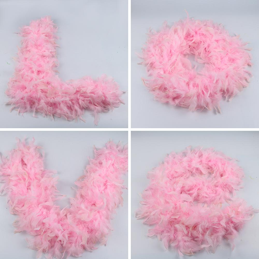 DIY Pink Turkey Feather Boa 60g 2M Soft Marabou Boa for Bridal Wedding Carnival Dress Decoration DIY Craft Photo Shoot Accessory