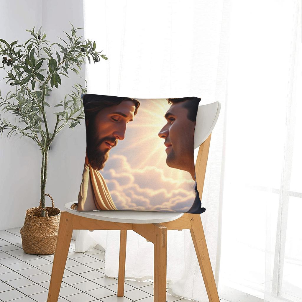Fundas de Almohada Angélicas y de Jesús de Charlie Kirk Funda de Almohada Cuadrada Linda y Divertida para Silla de Sala de Estar