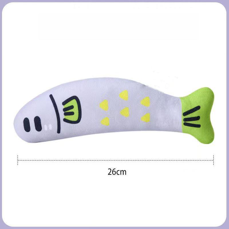 Eco-Friendly Linen Catnip Fish Chew Toy Boredom Buster Cartoon Style Pet Toy