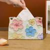 Luxurious Floral Themed Leather Napkin Dispenser Leather Tissue Holder For Home Kitchens And Vehicle Interior