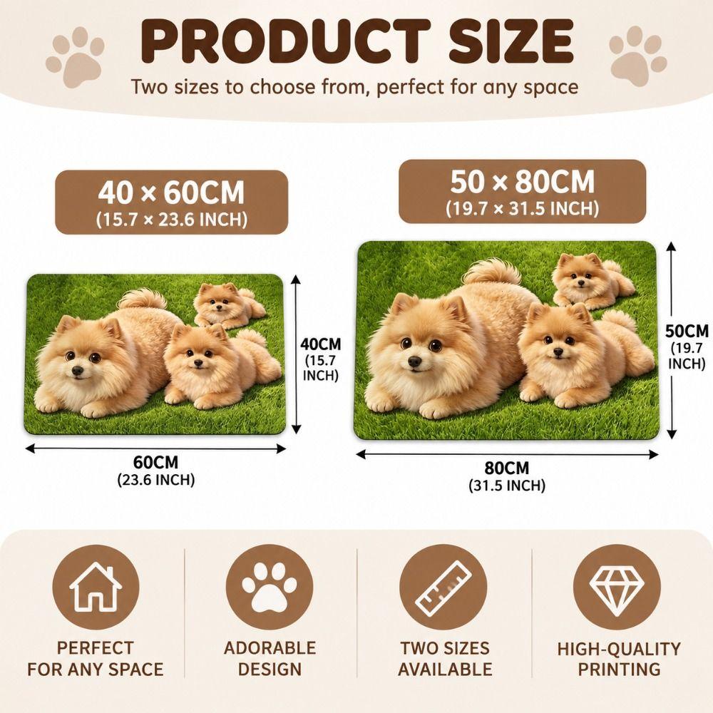 3D Printed Pomeranian Dog Mat Absorbent Animal Shaped Carpet Cute Diatom Mud Mat Home Floor Decor