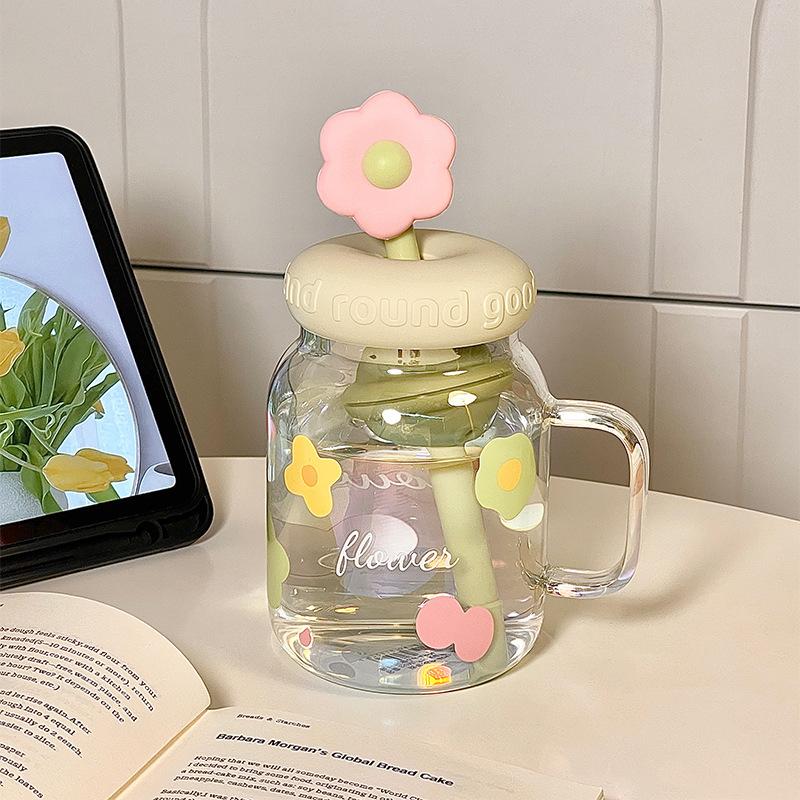 Water cup Large capacity glass High temperature resistant girls High value straw Tea separation cup New water cup
