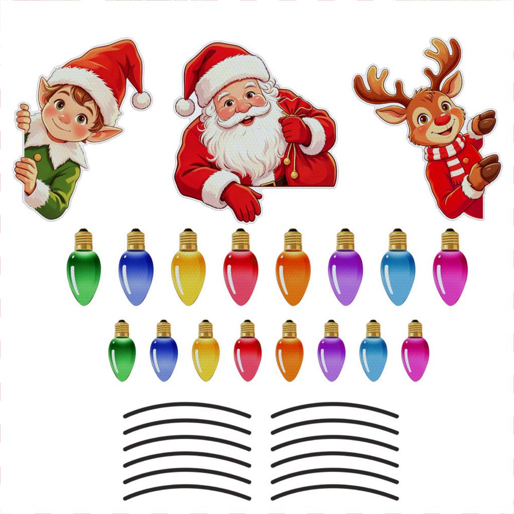 Christmas Reflective Light Bulb Magnetic Stickers - Festive Car and Refrigerator Set
