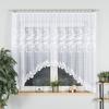Iwona - Ready-made Jacquard Curtain with Bottom Trim - - White