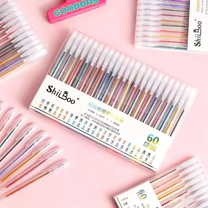 Flash Gel Pen Set Metallic Glitter Ink 1.0mm Smooth Tip 8/12/36 Colors Perfect for School Student Note Taking Writing