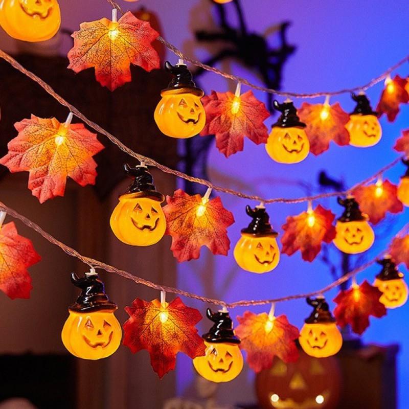 LED Maple Pumpkin String Lights Halloween Christmas Thanksgiving Party Decor