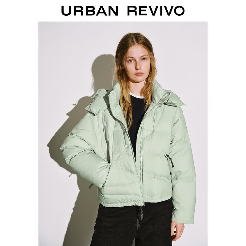 UR Women s Hooded Color-block Down Jacket M светло-зеленый