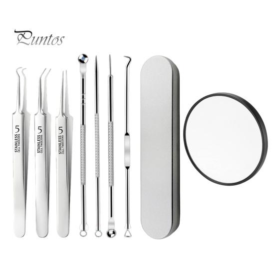 

Набор инструментов для удаления черных точек, набор игл для удаления прыщей, экстрактор черных точек из нержавеющей стали с 15-кратным увеличительным стеклом, простой в использовании и очищающий кожу 8pcs