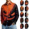 Men's Long Sleeve Button Down Halloween Print Shirt